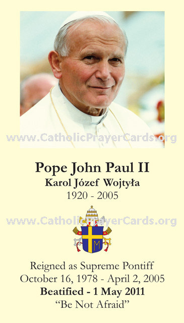 Closeout - EXTRA 40% DISCOUNT *ENGLISH* Limited Edition Commemorative John Paul II Prayer Card